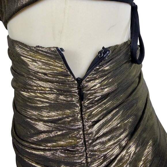 Fashion Nova Womens Gold Metallic Maxi Dress Criss-Cross Back Straps Size XS - Picture 9 of 14